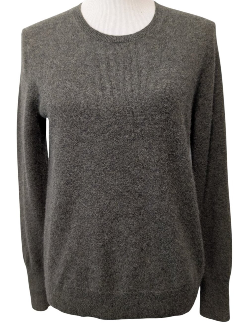 Everlane Women Sz L Gray 100% Cashmere Pullover Classic Crew Neck Casual Sweater